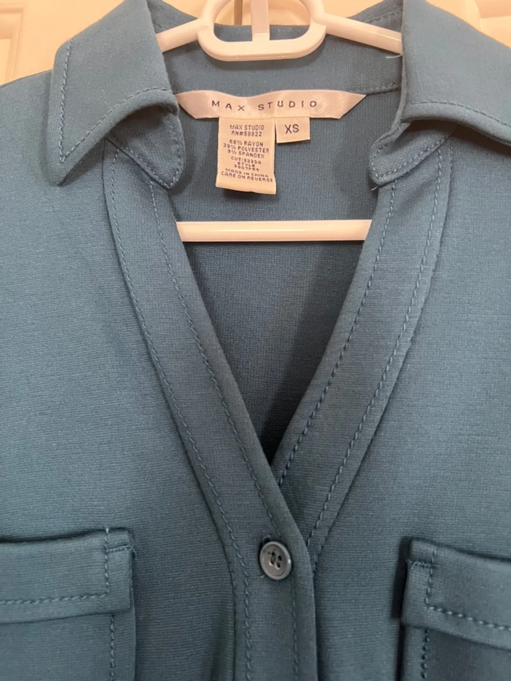 Max Studio Teal Shirt Dress with Tie Belt - Picture 3 of 5